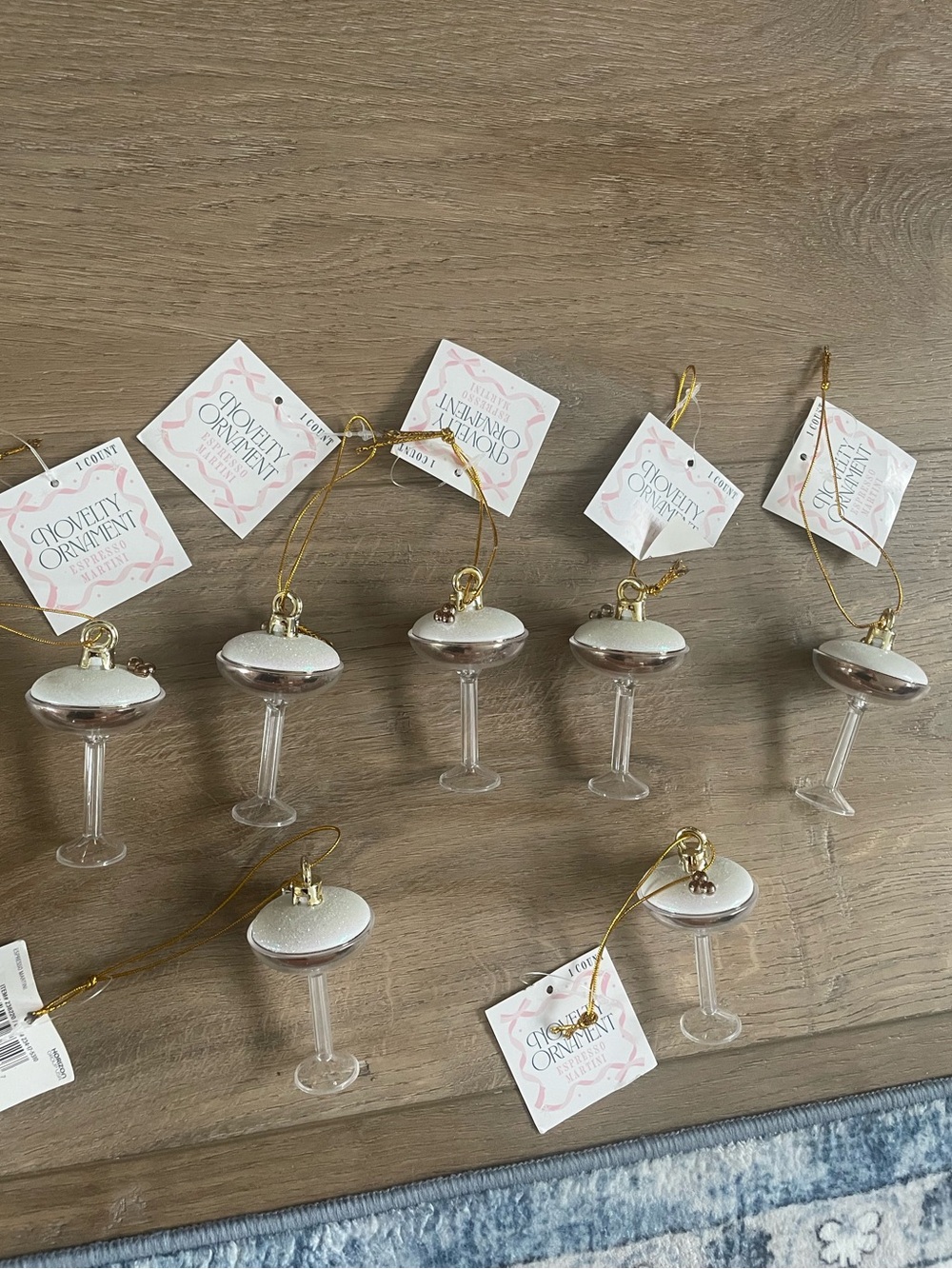NWT Set of 8 Shimmery espresso martini Ornaments